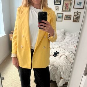 Anthropologie Yellow Double-Breasted Blazer
